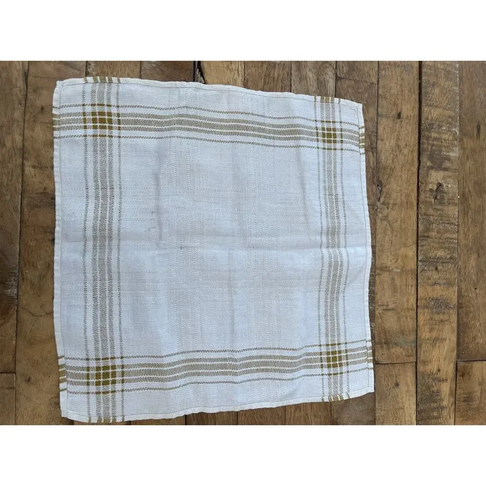 White & Butterscotch Plaid Cotton Napkins 12